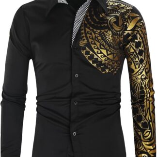 Tribal Pattern Black Dress Shirt